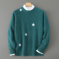 Pull en laine pour homme, col rond, color block, coupe ample, épais, style décontracté chic, tricoté, vente en gros usine, support OEM/ODM