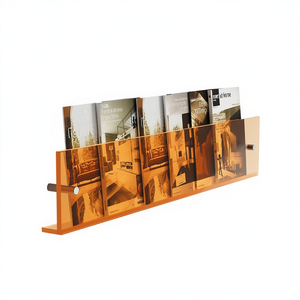 Estante Flotante de Pared Acrílico Naranja Moderno de 31.5 Pulgadas, Estante de Almacenamiento de un Solo Nivel para Exhibición en Sala de Estar - Product Image 1