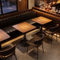 Ensemble de table carrée et de chaises de style vintage américain en bois massif pour café, restaurant, snack-bar, hôtel