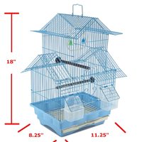 Cage à oiseaux multi-niveaux en fil métallique avec poignée de transport, jouet balançoire cloche, perchoirs multi-niveaux, plateau en plastique amovible, design portable, capacité 25 lb