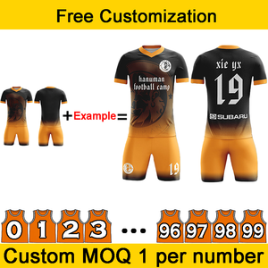 Uniforme de fútbol de entrenamiento de equipo con patrón y números de logotipo personalizado para hombres, estudiantes, niños, camiseta de fútbol transpirable de secado rápido - Product Image 3