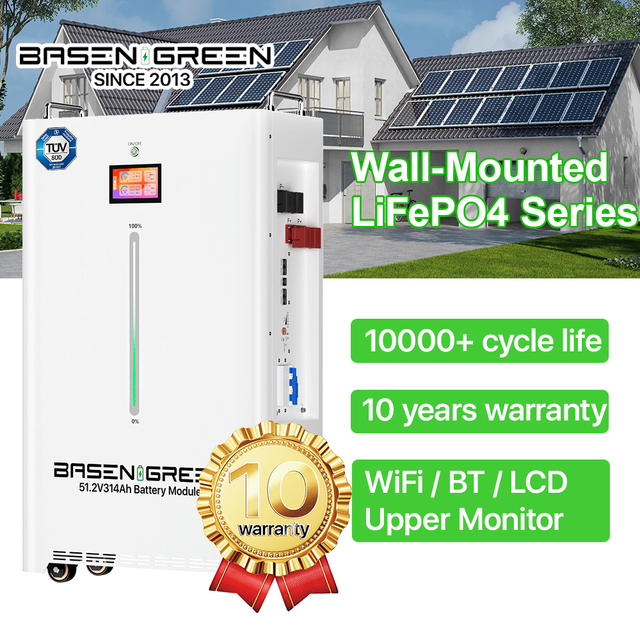 Basengreen EU Stock Energy Storage System 51.2V 300Ah Lithium Ion Battery Pack Power Pack Lifepo4 Battery 200AH With BMS