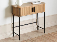 Offre Spéciale entrée de couloir du milieu du siècle moderne arrondie portes coulissantes en bambou massif Table console en bois avec pied en fer