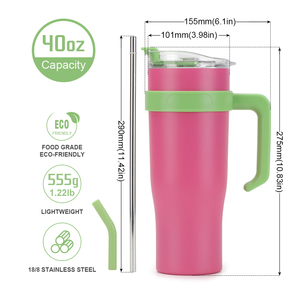 Nuova Tazza Termica Moderna da 40oz con Manico, Thermos in Acciaio Inox con Coperchio <span class=keywords><strong>e</strong></span> Cannuccia, 12-24h di Conservazione Termica per Campeggio - Product Image 4