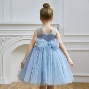 ग्रीष्मकालीन बच्चों के लिए नीले ओ-गर्दन तुटू पोशाक लड़कियों के लिए 2-10 साल के बैकलेस कपड़े - Product Image 4