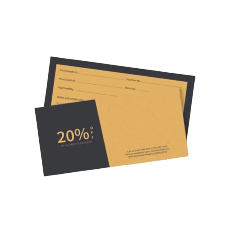 Großhandel custom design rabatt gutschein thermische transfer papier 20% off coupons