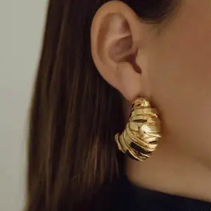 Barcelona Kuhohrmönster-Ohrringe für Damen einfache Textur Stecker-Ohrringe Sterlingsilber-Schmuck
