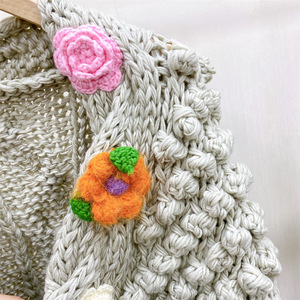 Maglione lavorato <span class=keywords><strong>a</strong></span> maglia da donna con scollo <span class=keywords><strong>a</strong></span> V caldo <span class=keywords><strong>Cardigan</strong></span> di <span class=keywords><strong>fiori</strong></span> ispessiti dolci da donna - Product Image 6