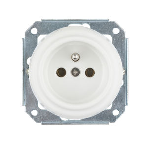 Prise murale électrique allemande de style rétro encastrée à l'ancienne sans cadre en porcelaine - Product Image 2