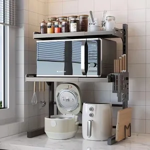 厨房伸缩式可扩展微波储物架电饭煲台面储物多功能烤箱架家用厨房