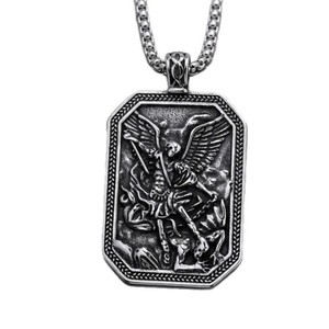 yunnique Pendentif épée d'archange en acier inoxydable, collier pour homme, cadeau, design géométrique - Product Image 3