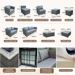 Set di Mobili da Giardino WMT in Rattan Intrecciato Resistente alle Intemperie con Cuscini, Moderno Set Divano per Esterni - Product Image 4