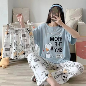 Pigiama Estivo da Donna, Set 3 Pezzi con Pantaloni a Maniche Corte, Abbigliamento da Casa Casual in Stile Coreano, Morbido e Fresco in Seta di Latte - Product Image 6