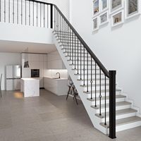 Balustres d'escalier modernes en acier inoxydable noir satiné et en fer forgé, hauteur de 44 pouces, broche de 1/2 pouces pour escaliers de maison