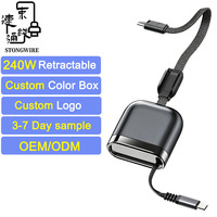 Cable de Datos Retráctil de un Solo Puerto, 240W, Doble Tipo-C, 1.2m, Aleación de Aluminio, para iPhone, Carga Rápida PD, Estilo Extensible, OEM