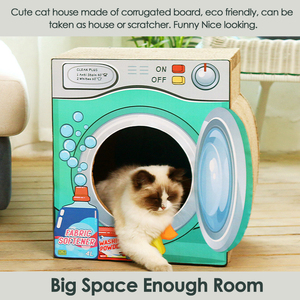 Casa de gato de dibujos animados para gatos, caja de Casa de gato corrugado para rascar, contenedor, casa de cartón, caja de juguete - Product Image 4