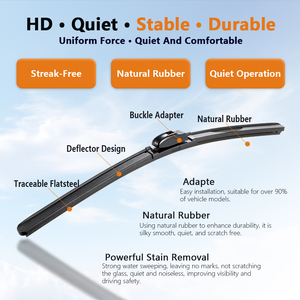 Escobillas Limpiaparabrisas de Goma Natural sin Estructura en U, de Alta Calidad OEM, para Todas las Estaciones, 2 Pares, Ajuste Universal - Product Image 3