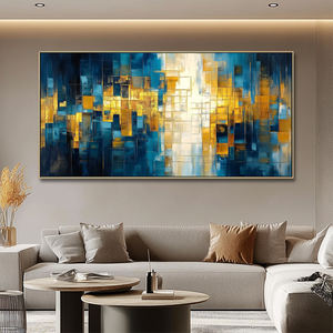 Декор для гостиной, мастихин, холст, цвет золотой, Современная текстурированная абстрактная Большая настенная живопись - Product Image 3