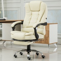 Chaise de bureau en cuir PU 2026, dossier haut, ergonomique, pivotante, avec repose-pieds et support de massage