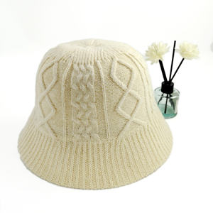 Sombrero de pescador de punto de lana MERINO personalizado de Invierno para mujer, sombrero de cubo de Color sólido Europeo Americano - Product Image 3