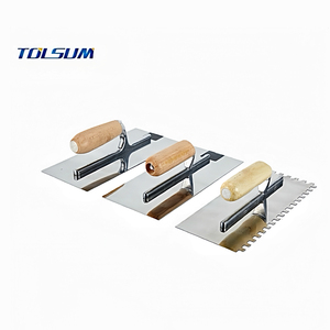 Truelle de plâtrage en acier au carbone avec manche en bois de qualité industrielle, outils pour le plâtre et le béton, flotteur à <span class=keywords><strong>ciment</strong></span> pour la maçonnerie - Product Image 6