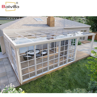 Patio extérieur incliné vers le solarium Salle de soleil Serre murale en aluminium isolé Maison en verre véranda pour terrasses existantes