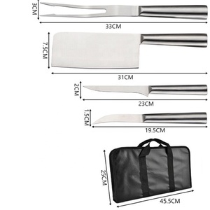 Juego de 9 Cuchillos de Cocina de Acero Inoxidable, Cortador de Jamón, Cuchillo de Chef, Cuchillo <span class=keywords><strong>para</strong></span> Deshuesar, Tenedor <span class=keywords><strong>para</strong></span> Carne, Bolsa de Nailon Enrollable, Juego de Cuchillos <span class=keywords><strong>para</strong></span> Camping - Product Image 4