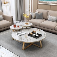 Table basse ronde combinée haute et basse, style créatif, luxe léger, simple, pour salon familial