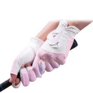 Grosir sarung tangan golf musim panas kanan dan kiri bersirkulasi merah muda dan putih untuk wanita