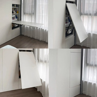 Cadre de table à manger pliable multifonction DIY, design mural peu encombrant, table d'ordinateur simple en métal pour la maison
