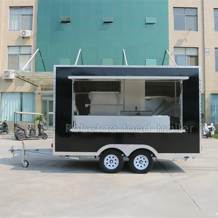 مقطورة رخصة شاحنة طعام متنقلة مع مطبخ كامل الولايات المتحدة سيارة الهوت دوج عربة طعام شارع