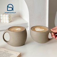 Tasses à café en céramique grises personnalisées en gros avec logo, verres à expresso et à latte faits à la main, personnalisés