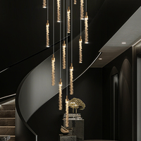 Lustre en cristal pour escalier, hall de villa, loft, long lustre suspendu au plafond, luminaire suspendu
