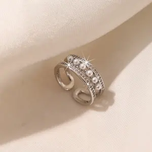 New Arrival Pearl Zircon Ring Fashion Jewelry Accessories Trendy Silver Plated Rings Women Exquisite Unique Design Ring