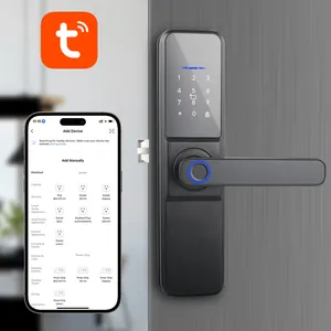 Fechadura inteligente moderna para porta com cartão IC de impressão digital 5050 encaixe em painel doméstico Tuya Fechadura inteligente de alumínio para porta de segurança