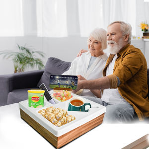 Caja de bambú de madera de acacia Premium Youlike, bandeja de Gel de sílice plegable de un solo nivel, multiusos para portavasos de sofá - Product Image 1