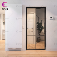 Porte de séparation intérieure de salle de bain moderne et minimaliste, en aluminium fin, avec double vitrage français de luxe, design en grille, étanche