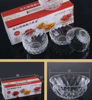 Ensemble en verre transparent bol en diamant assiette Six pièces ensemble bol à salade en cristal de fruits diamant deux pièces ensemble bol de repas
