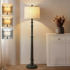 Lámpara de pie con cuerpo de hierro, pantalla blanca, fuente de luz LED, base E27, control con interruptor para sala de estar, restaurante, decoración de hotel - Product Image 2