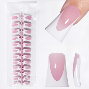 Embouts d'ongles en gel souple français en acrylique naturel à couverture complète de marque privée, fabriqués à la main, conception préfabriquée de canard, à poser sur les ongles - Product Image 4