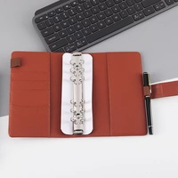 Carnet de notes A5/A6 personnalisé avec logo imprimé, classeur à 6 anneaux, agenda rigide en cuir rose mignon, ensemble cadeau de papeterie