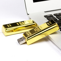 Grosir Tongkat Emas Logam USB Flash Drive 2Gb 4GB 8GB Thumb Drive 16GB 32GB Stik Memori 64GB 128GB untuk Hadiah Bank