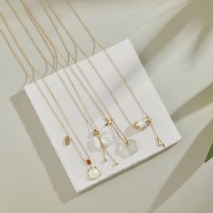 Collar con Colgante de Jade Hetian en Forma de Bolsa de la Suerte, Diseño Chino Dylam, Plata S925, Chapado en Oro de 22K, Joyería Fina para Mujer, Cadena de Eslabones - Product Image 6