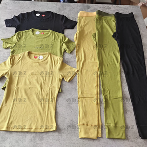 Benutzer definierte 2-teilige Loungewear-Sets Damen Gemütliche Baumwolle gerippte Bambus-Pyjamas für Damen Lounge Wear Zweiteilige Damen-Sets - Product Image 6