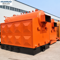 Huanuo DZL Industrial Horizontal 1-20 Ton Boiler Uap Otomatis Berbahan Bakar Batubara Biomassa Pelet dengan Rantai Grate Stoker.