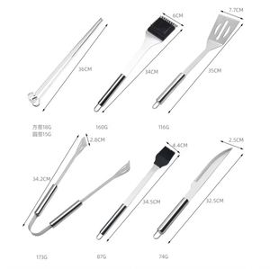 Accessoires de cuisine, outils, pince à nourriture, fourchette, 3/5/7/9 pièces, outils de barbecue en acier inoxydable, ensemble d'ustensiles de cuisine pour le camping - Product Image 3