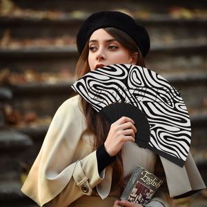 9 Inch Advertising Customize PP/<b>PS</b> Material Plastic Handle Folding Fabric Hand Fans Printing Design Pattern Business Gift - Product Image 4