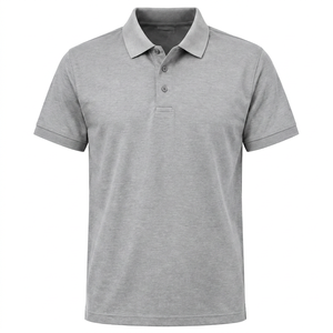 Polo homme à manches courtes en coton, coupe classique, boutonné, design uni, tissu jersey respirant - Product Image 1