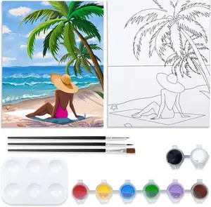 Wholesale Beach Woman Theme Painting 8x10 Canvas Painting Kit for adults BSCI