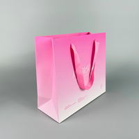 Sacs en papier de shopping de différentes tailles, faits à la main, couleur dégradée rose, avec ruban pour cosmétiques PARFUM